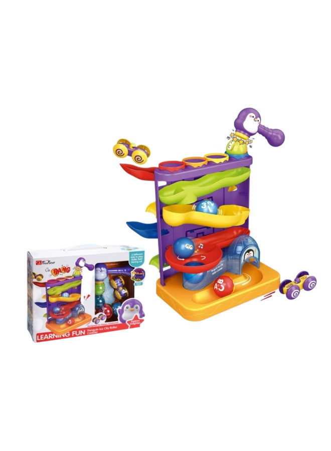 Export E-commerce Kidsren Infants And Young Kidsren Knocking Penguin Slide Inertia Car Knocking Toy-Color:1 Car + 4 Balls  - Image 1