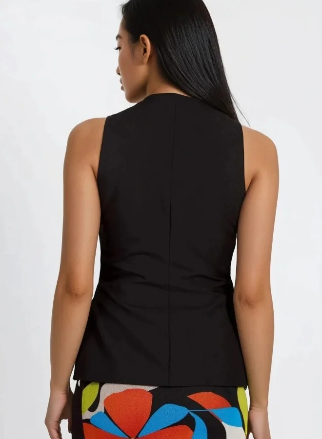 Little Mistress Black Sleeveless Waistcoat