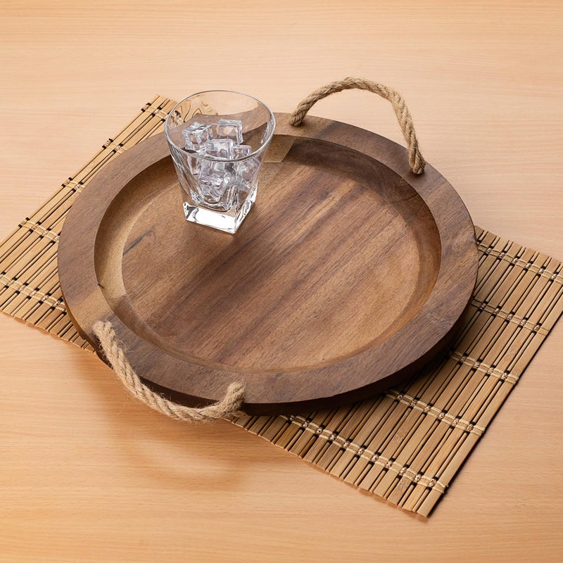 Alberto acacia wood round tray 35*35*4 cm - Image 4