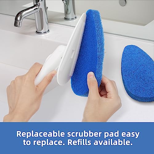 Qaestfy Shower Bathtub Tub Tile Scrubber Cleaning Brush with 51'' Handle, 5 Non-Scratch Scouring Pads, Adjustable Long Handled Scrub Brush for Cleaning Shower Bathroom Vessel Sinks Toilet Wall Floor - Image 3