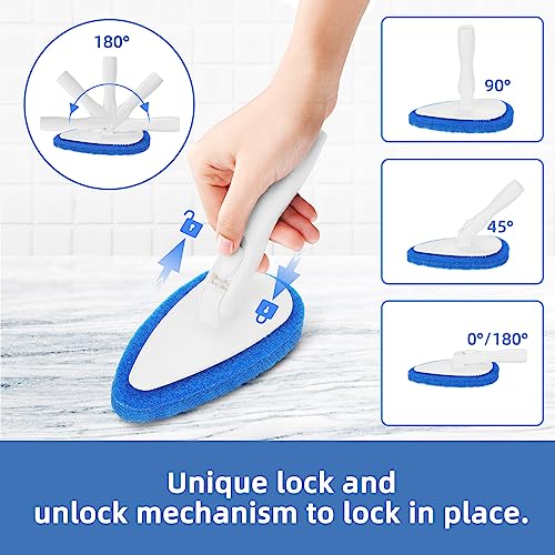 Qaestfy Shower Bathtub Tub Tile Scrubber Cleaning Brush with 51'' Handle, 5 Non-Scratch Scouring Pads, Adjustable Long Handled Scrub Brush for Cleaning Shower Bathroom Vessel Sinks Toilet Wall Floor - Image 4