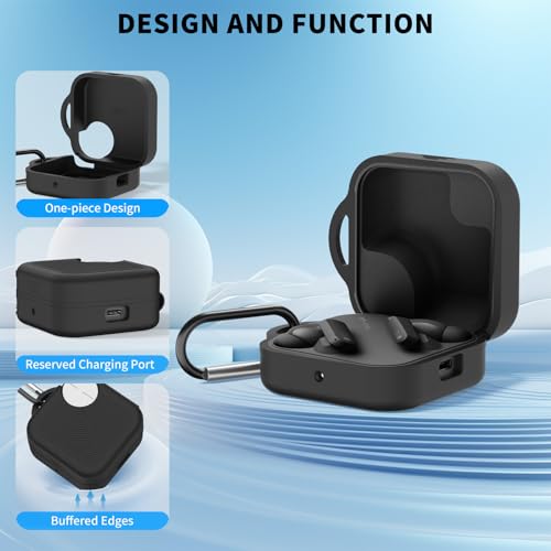 Wacanc Silicone Cover Case for CMF Buds Pro 2,Protective Earbuds Sleeve Compatible with CMF by Nothing Buds Pro 2,Shockproof Scratch-Resistant Protective Case with Carabiner (Black) - Image 5