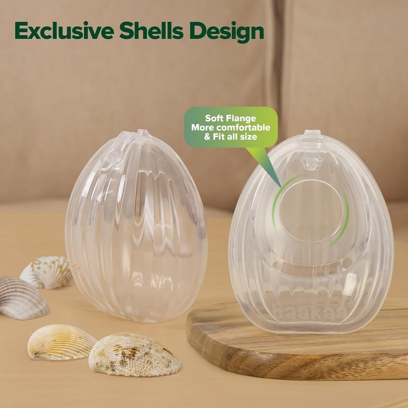 haakaa Manual Breast Pump for Breastfeeding 4oz100ml and Shell Wearable Manual Breast Pump 25oz75ml Combo FoodGrade Silicone - Image 4
