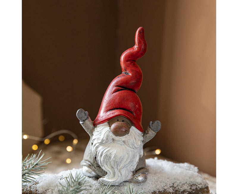 White Bearded Gnome Painted Resin Christmas Ornament - Image 1