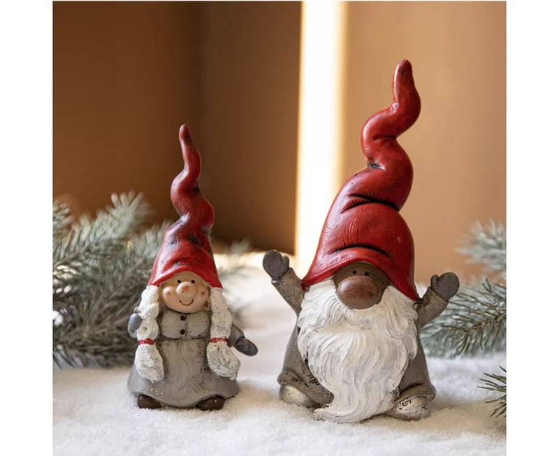White Bearded Gnome Painted Resin Christmas Ornament - Image 4