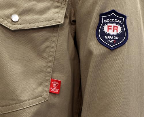 BOCOMAL FR Flame Resistant Shirts Fire Retardant Welding Shirts Snaps Fastener NFPA2112 7.5oz Khaki Men's Welder Shirt - Image 5
