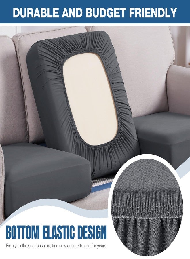 TAOCOCO Sectional Couch Covers Stretch Couch Cushion Covers for Sectional Sofa Chaise L Shape, 4 Pieces Sectional Seat Covers Soft Washable Furniture Protector(3 Seater + 1 Chaise, Dark Grey) - Image 5