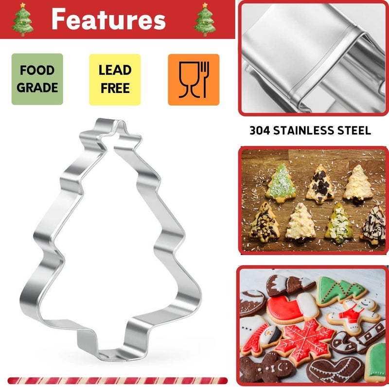 KAISHANE KAISHANE Christmas Cookie Cutter Set12 Pieces Stainless Steel Biscuit Cutters Shape bells angels christmas lights doe star christmas tree socks crutches snowman santa head snowflakes - Image 2