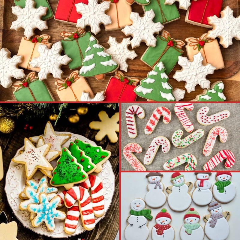 KAISHANE KAISHANE Christmas Cookie Cutter Set12 Pieces Stainless Steel Biscuit Cutters Shape bells angels christmas lights doe star christmas tree socks crutches snowman santa head snowflakes - Image 3