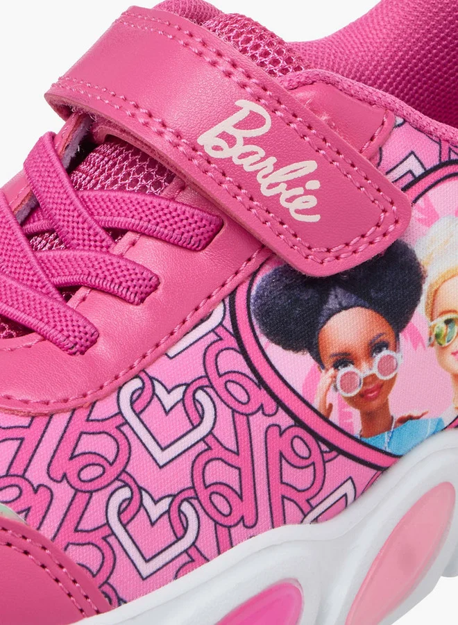 Barbie Printed Light-Up Sneakers with Hook and Loop Closure