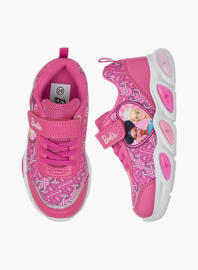 Barbie Printed Light-Up Sneakers with Hook and Loop Closure