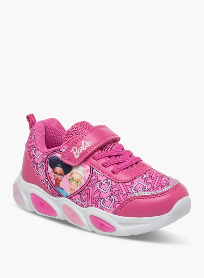 Barbie Printed Light-Up Sneakers with Hook and Loop Closure