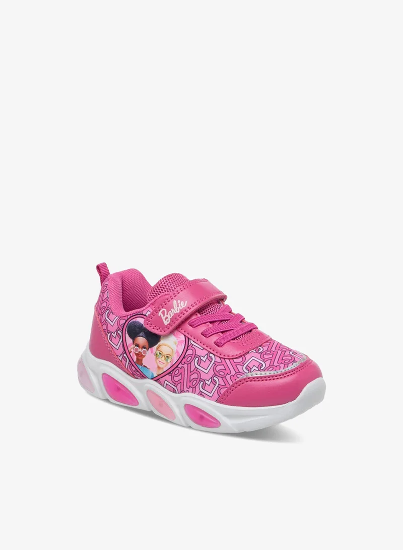 Barbie Printed Light-Up Sneakers with Hook and Loop Closure