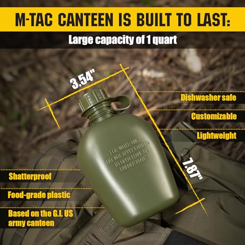 M-TAC MTac Canteen Water Bottle 1 Quart Water Canteen 34 Oz1L Tactical Water Bottle for Military Hiking Camping Survival Olive - Image 3