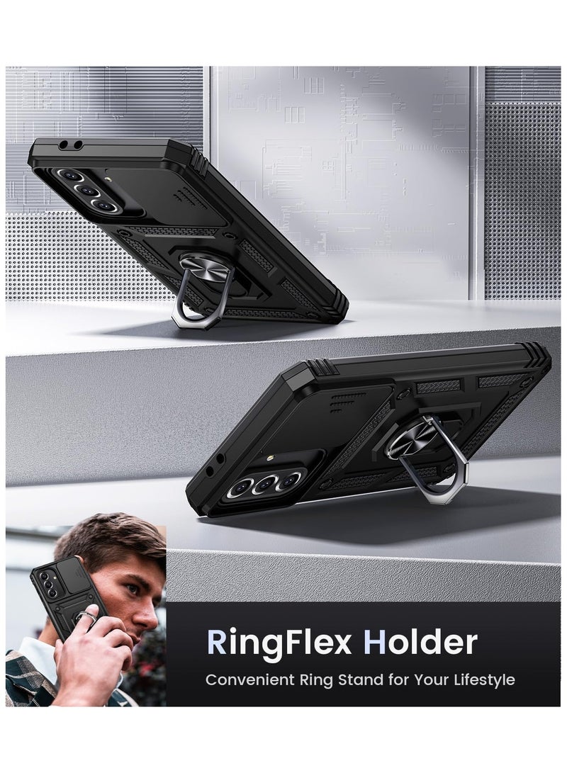 [1+1 Sets] For Samsung Galaxy A56/A36 5G Case & Screen Protector Slide Camera Cover with Magnetic Car Mount Tempered Glass Screen Protector  - Image 4