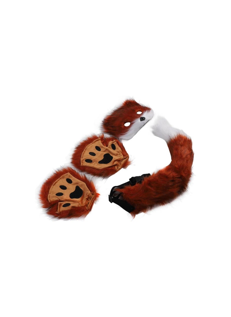 Generic - Soft Fluffy Fox Face Tail Gloves Plush Faux Fur Costume Set for Women Girls Cosplay Parties - Image 1