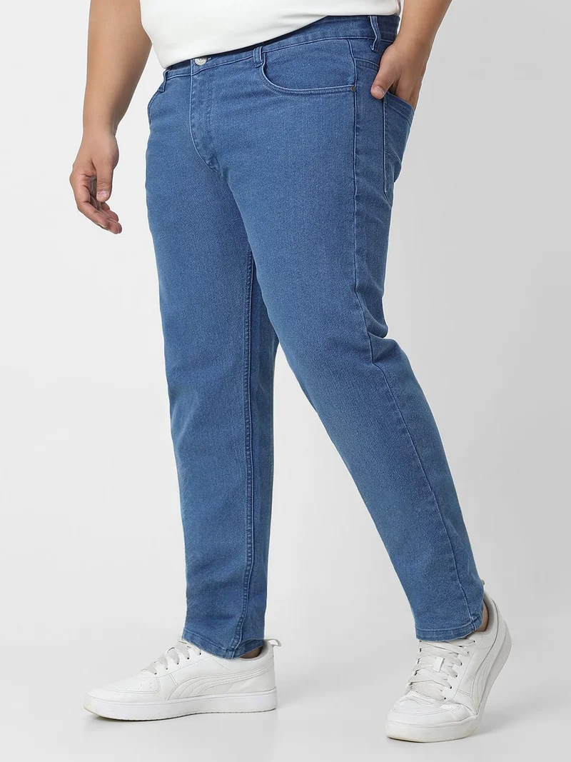Urbano Fashion  Urbano Plus Men's Light Blue Regular Fit Denim Jeans Stretchable  | Best Price UAE