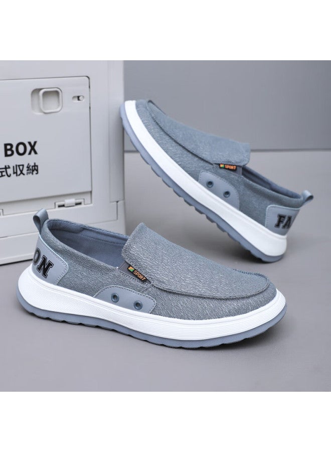Anglerfish Ankang Old Beijing Cloth Shoes Canvas Summer Breathable Thin Ice Silk Men's Slip-on Loafers A1005 Gray 41 - Image 4