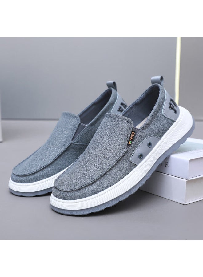 Anglerfish Ankang Old Beijing Cloth Shoes Canvas Summer Breathable Thin Ice Silk Men's Slip-on Loafers A1005 Gray 41 - Image 3