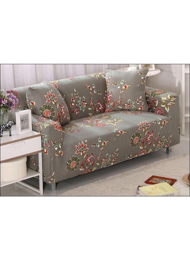 NIBEMINENT Simple Comfortable Flower Printed Sofa Slipcover Grey/Green/Red 90 x 140centimeter