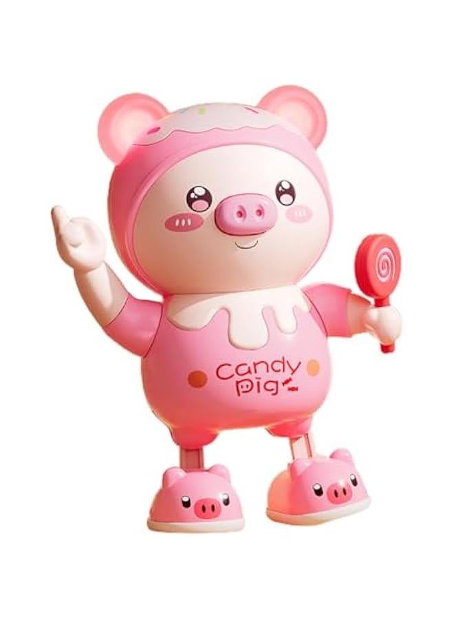 Dancing Piglet Toy, Lovely Dancing Piggy Toy Electric Candy Pig Musical Toy Little Pig Musical Toy for Kids with Dynamic Music & Cool Lights| Legs Move Sideways| Body Twist (Pink) - Image 1