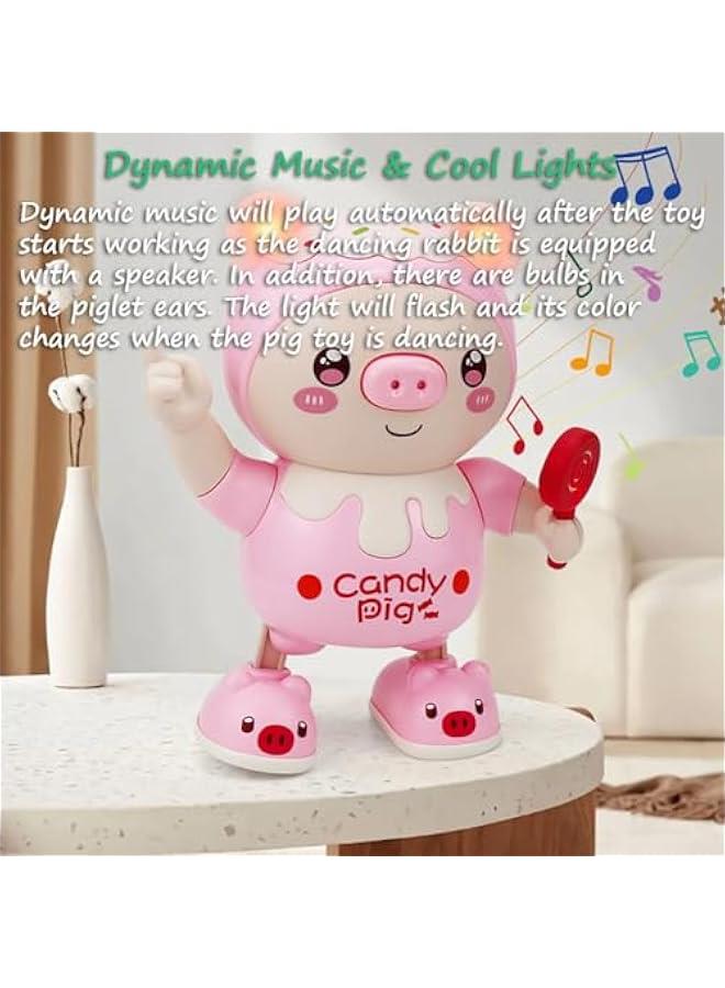Dancing Piglet Toy, Lovely Dancing Piggy Toy Electric Candy Pig Musical Toy Little Pig Musical Toy for Kids with Dynamic Music & Cool Lights| Legs Move Sideways| Body Twist (Pink) - Image 4