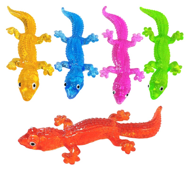 Ganjiang 5Pack Super Stretch Sticky Lizard Mochi Squishy ToysSoft Stress Relief Fidget Toys Goodie Bag StuffersClassroom PrizesBirthday GiftsParty Favors Transparency Series - Image 3