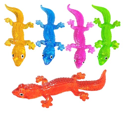 Ganjiang 5Pack Super Stretch Sticky Lizard Mochi Squishy ToysSoft Stress Relief Fidget Toys Goodie Bag StuffersClassroom PrizesBirthday GiftsParty Favors Transparency Series - Image 1