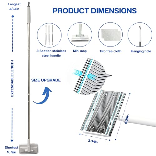 KZKR Snap On Mini Mop 48in NoTouch Disposable Lazy Mop Easy Mopping Flat Dust Mop for Small Spaces 1 Second Installation - Image 3
