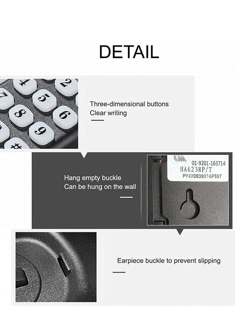 Y&D Corded Phone Landline, Wall Mountable, Handsets Answering Machine Supports Mute/Pause/Hold/Reset/Flash/Redial Functions for Home Hotel Office Bank Call Center - Image 3
