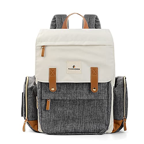 Ramhorn Diaper Bag Multifunction Travel Backpacks for Mom with Insulated Pockets and Laptop Compartment, grey - Image 1