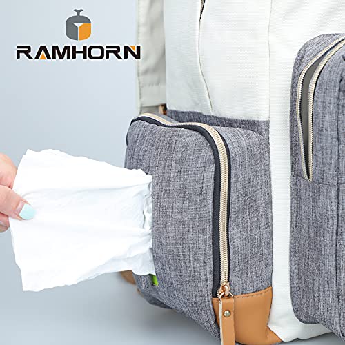 Ramhorn Diaper Bag Multifunction Travel Backpacks for Mom with Insulated Pockets and Laptop Compartment, grey - Image 5