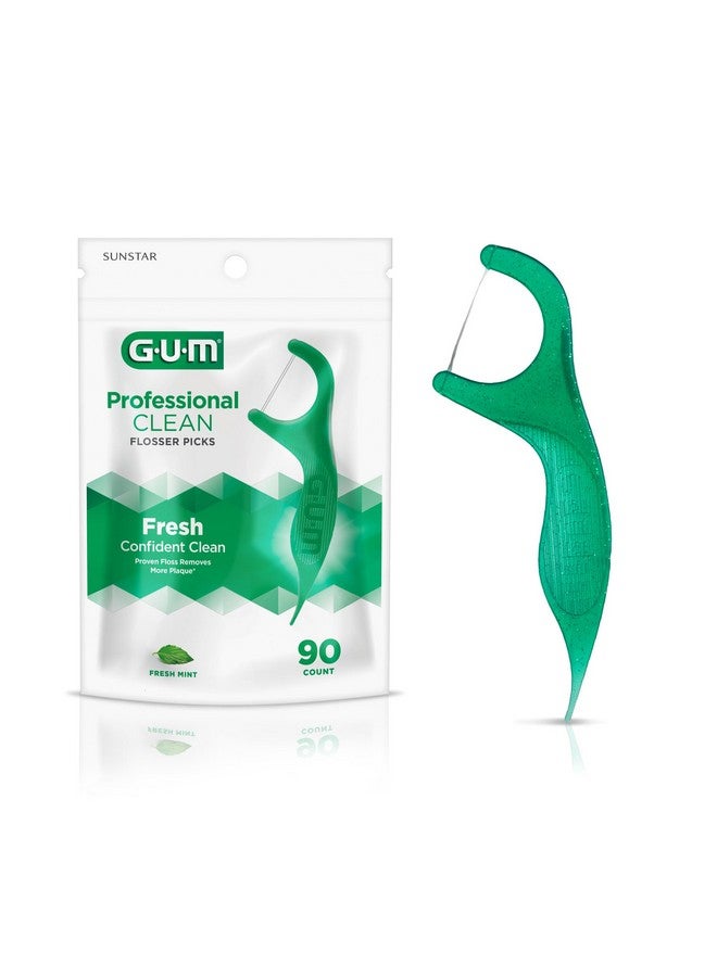 Gum 893F Professional Clean Flossers Extra Strong Flosser Pick Fresh Mint 90 Count - Image 1
