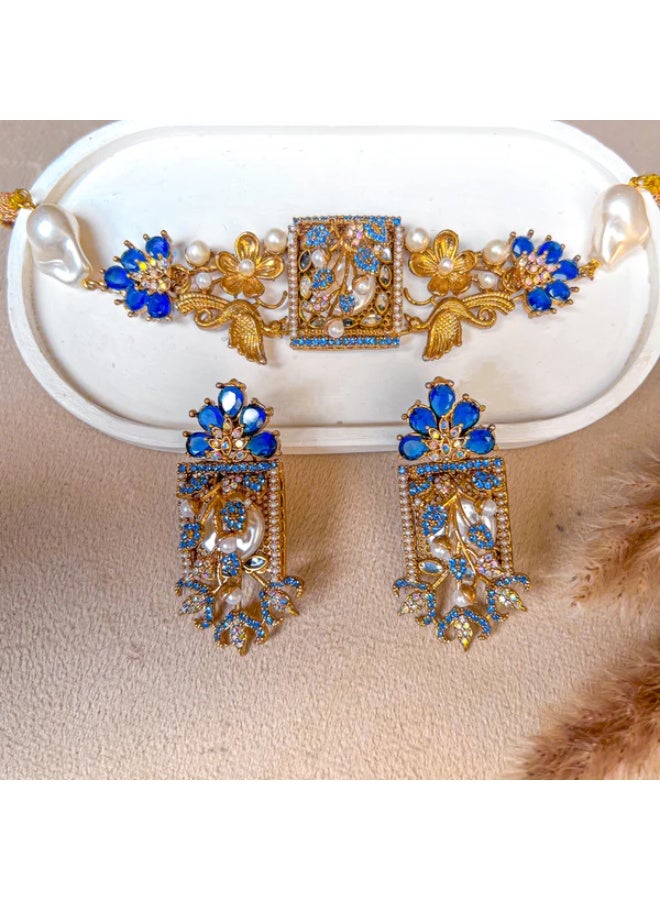 La Lueur Elegant Choker Necklace & Earrings Set for Women – Party & Festive Jewellery - Image 2