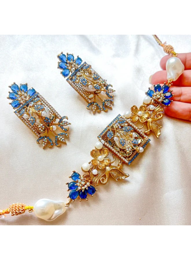 La Lueur Elegant Choker Necklace & Earrings Set for Women – Party & Festive Jewellery - Image 1