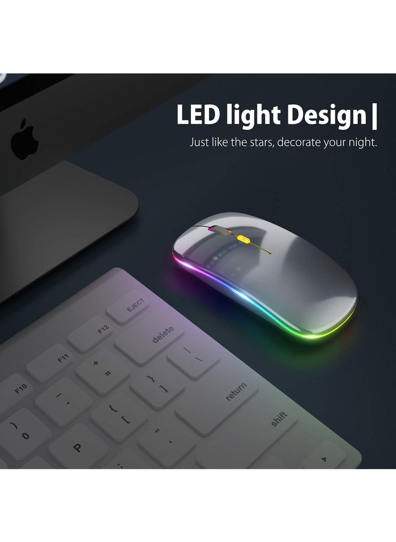 Generic LED Wireless Mouse Rechargeable Slim Silent Mouse 2.4G Portable Mobile Optical Office Mouse with USB & Type-c Receiver for Notebook, PC, Laptop, Computer, Desktop  - Image 2