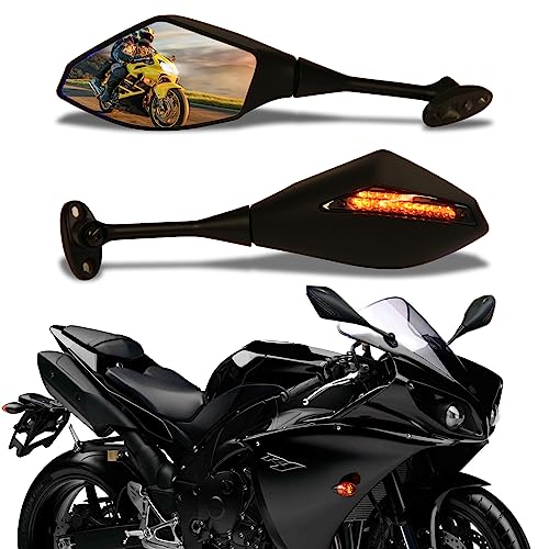 Rich Choices Motorcycle LED Turn Signal Rearview Mirrors For 2011 2013 Honda CBR250R CBR 600 RR (Matte Black+Smoke Len) - Image 1
