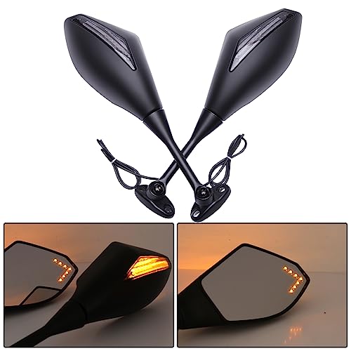Rich Choices Motorcycle LED Turn Signal Rearview Mirrors For 2011 2013 Honda CBR250R CBR 600 RR (Matte Black+Smoke Len) - Image 3