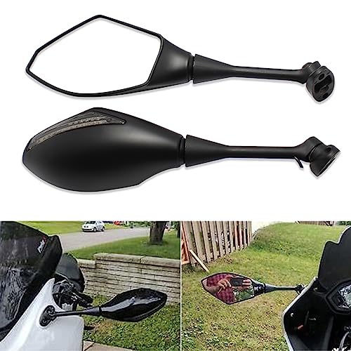 Rich Choices Motorcycle LED Turn Signal Rearview Mirrors For 2011 2013 Honda CBR250R CBR 600 RR (Matte Black+Smoke Len) - Image 2