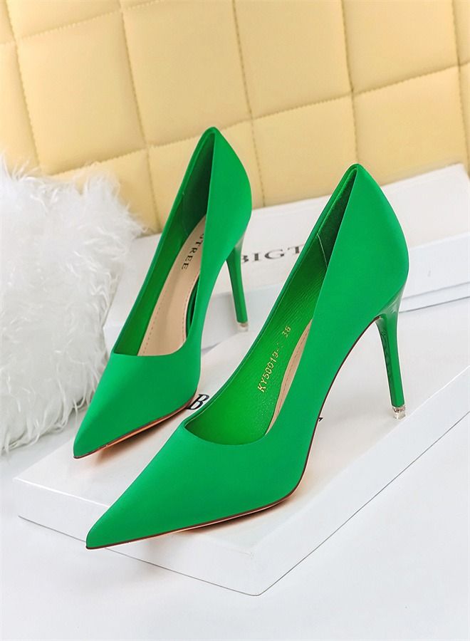 BIGTREE Shallow Pointed High Heels 7.5CM Green