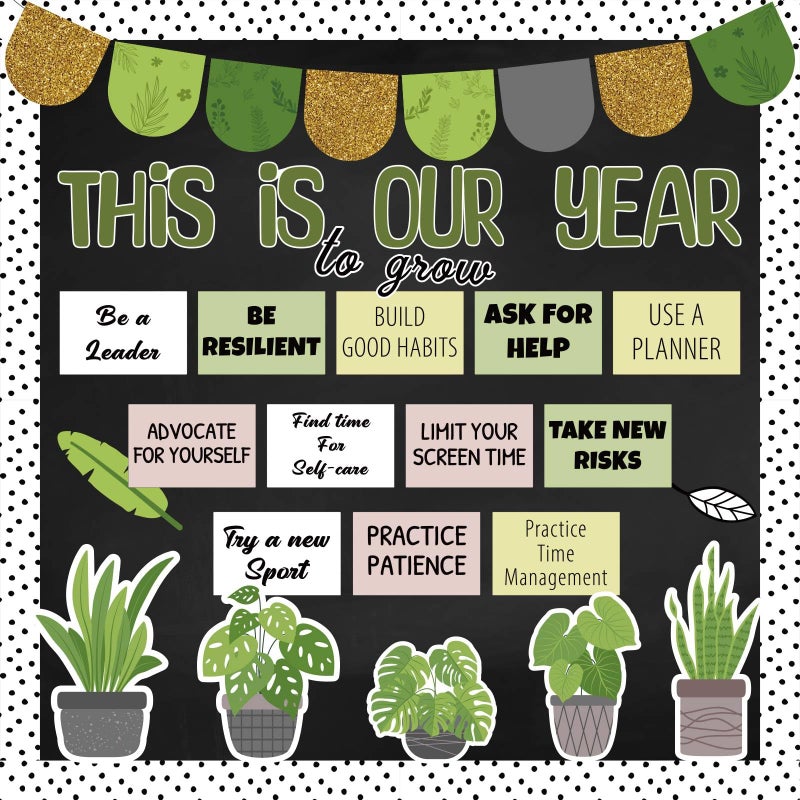 Greenery Classroom Bulletin Board Decorations Motivational Bulletin Board Set Growth Mindset Positive Affirmations Wall Decor for Teacher Welcome Back to School Classroom Door Decors