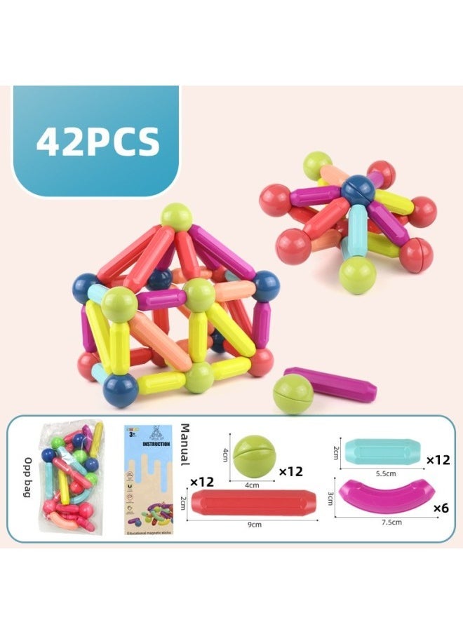 Early Education Magnetic Stick Toy Varied Children's Educational Boys' Female One And Two And A Half Year Old Baby Children's Teaching Aware Assembled Building Blocks-Color:42 Piece Set (OPP Bag) - Image 1