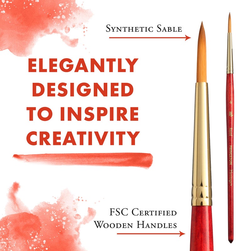 Princeton Heritage, Series 4050, Synthetic Sable Paint Brush for Watercolor, Round, 4 - Image 3