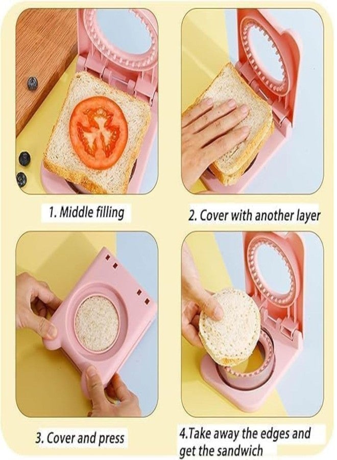 Akshify Sandwich Cutter and Sealer Stainless Steel Round Uncrustables Style Bread Pocket Maker for Kids Lunchbox Bento Box School Snacks Easy Press Crustless Sandwich Mold (1 Pcs) - Image 4