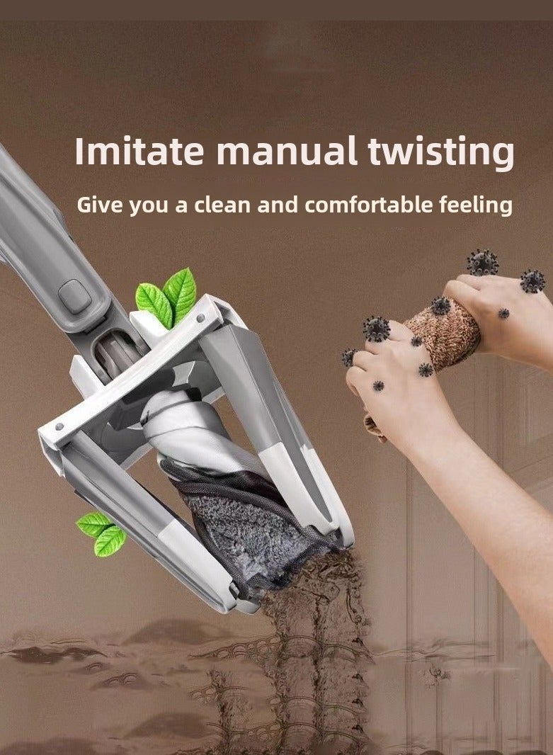 Haidue 360° Swivel Head Washable Microfiber Twisted Mop Dual Purpose Mop Cleaning Mop Manual Extruded Household Mop Mat With Two Mop Cloths  - Image 3