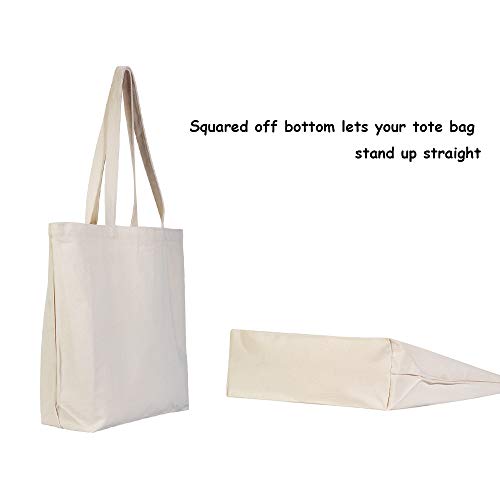 VPAL Large Canvas Tote Bag with Zipper, 19 x15 inch 12oz Natural Cotton Heavy DIY Tote for Crafting, Ironing and Embroidering, Reusable Grocery Shopping Bag (1 Pack) - Image 5