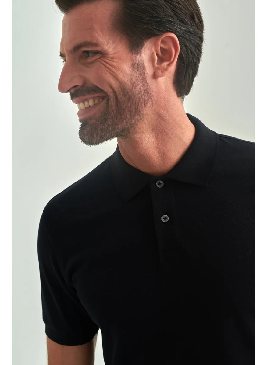 Bisse Men's Underwire Collar Basic Regular Fit T-Shirt BLACK TS22Y22013_D99