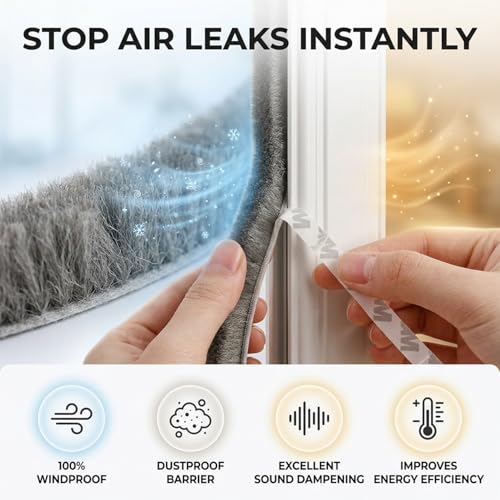 BELLOX ENTERPRISE Wool 10 Meter Soundproof Window Sealing Strips, Weather Stripping for Door Weatherproof, Windproof, Dustproof Door Window Frame Seal Brush Strip, Door Seal Strip - Image 5