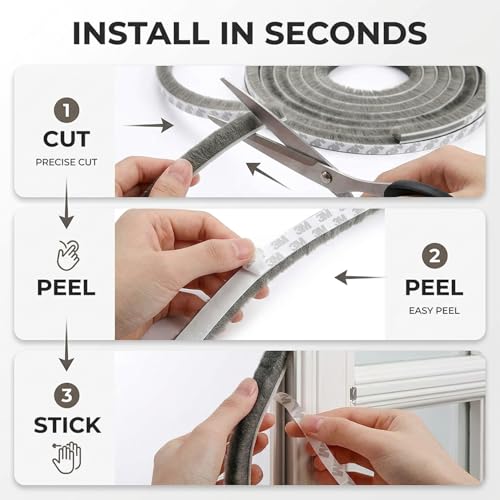 BELLOX ENTERPRISE Wool 10 Meter Soundproof Window Sealing Strips, Weather Stripping for Door Weatherproof, Windproof, Dustproof Door Window Frame Seal Brush Strip, Door Seal Strip - Image 4