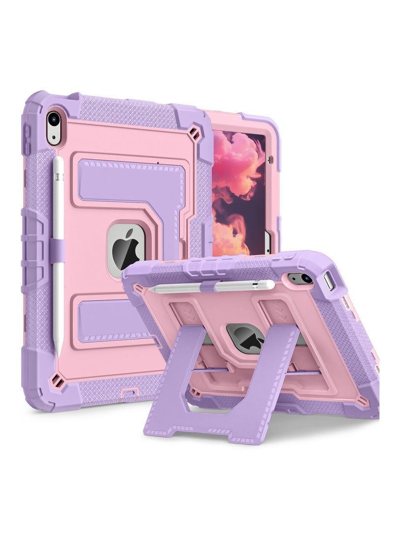 VKL Case for iPad 10th Generation 10.9 inch 2022, Heavy Duty Hybrid Shockproof 360°bring Kickstand Anti Scratch Durable  Case with Pencil Holder Shoulder Strap Case (purple mint green) - Image 5
